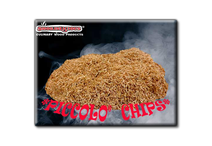 Our Piccolo® smoker wood chips are very small pieces!&nbsp; These are wood chips NOT “SawDust”, perfect for small chip using Commercial smokehouses.
